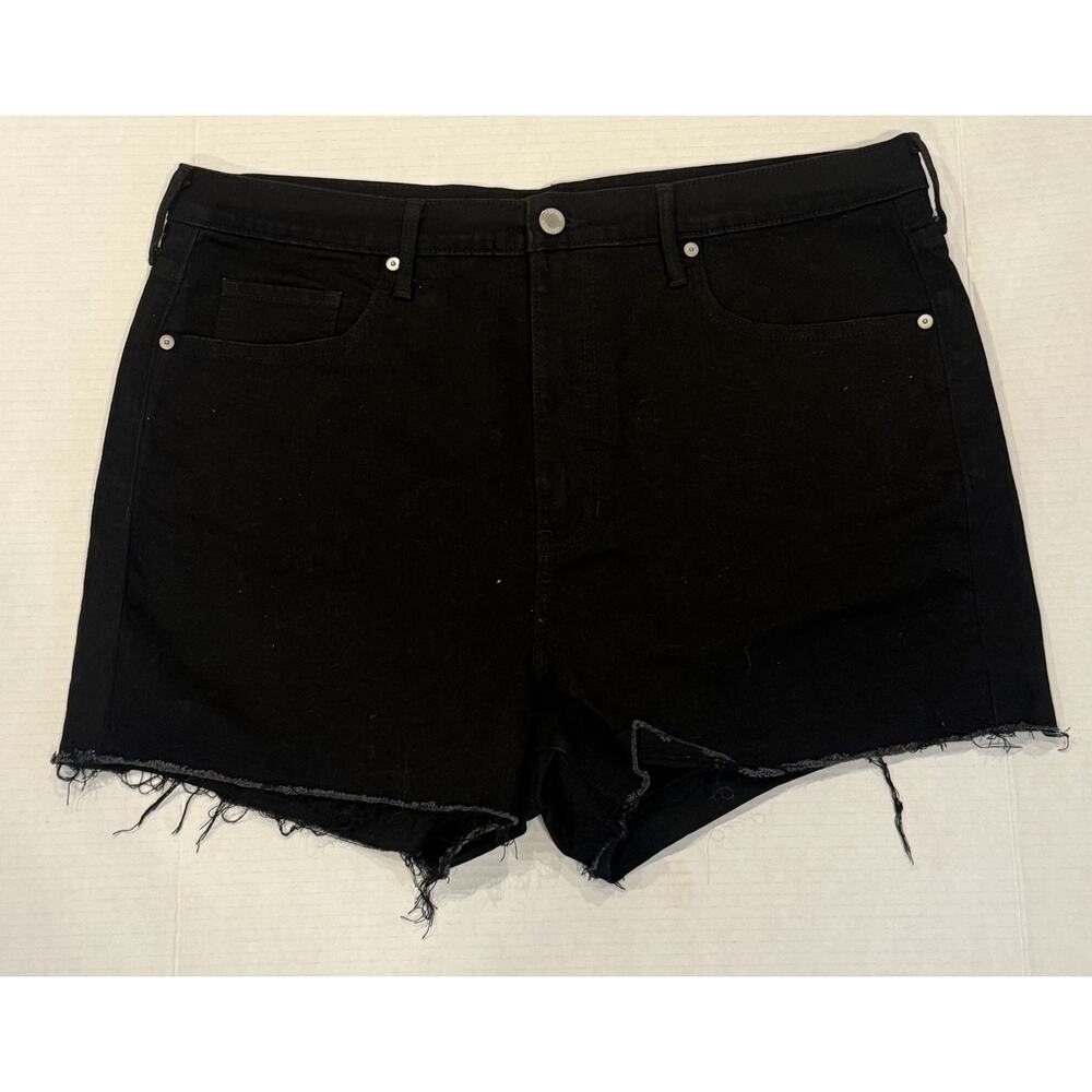 Banana Republic Shorts Womens 34 Black Denim High Rise 3 Inch Raw Hem Distressed - Picture 1 of 6